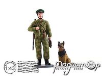 Советский пограничник с автоматом и поводком, с овчаркой AU177
