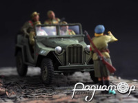 Советские солдаты и офицеры на транспорте и военнослужащая КПП (5 фигурок) 826238