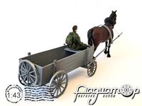 Віз часів ВOВ із запасним колесом, конем і візником-солдатом 257477 [BR]