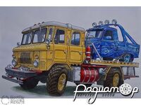 Картина ГАЗ-66 та ІЖ-пікап (дружній шарж) (30х40см) 198249 [ZV]