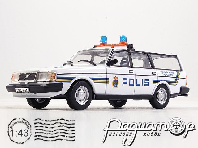 Полицейские машины мира №56, Volvo 240 Полиция Стокгольма, Швеция (1980) PMM56 [IE]